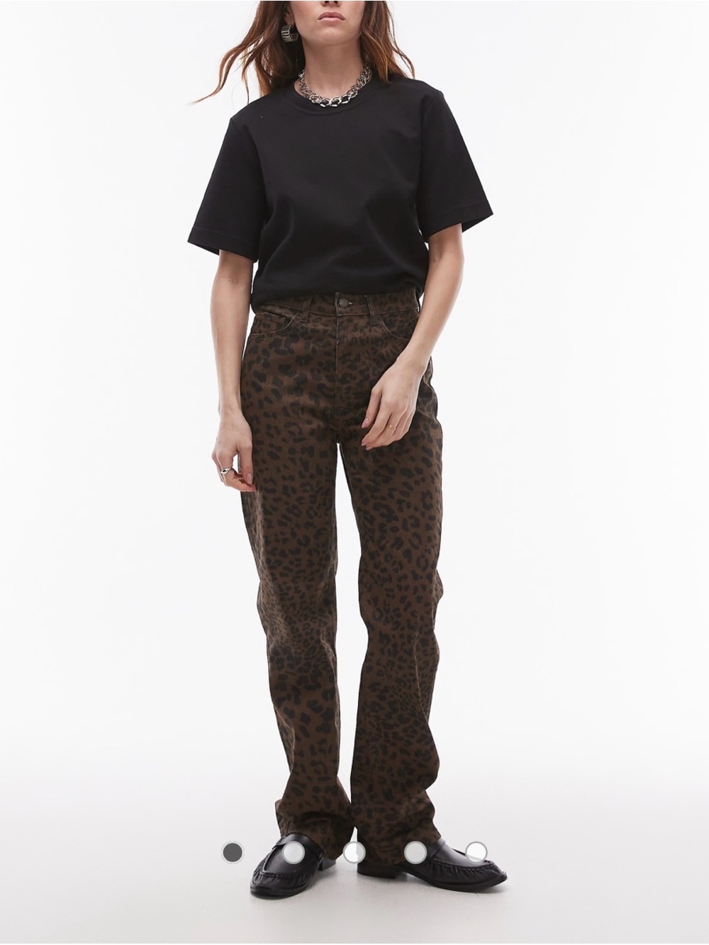 Mango Leonie straight leg jeans in leopard print, size 10